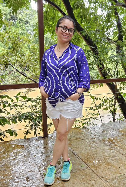 Royal Blue Bandhani Shirt