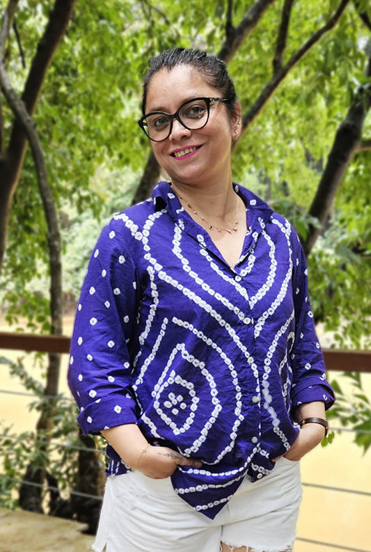 Royal Blue Bandhani Shirt