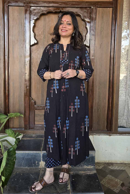 Ruhaani Black Ajrakh Exclusive Handcrafted Kurta (Only)