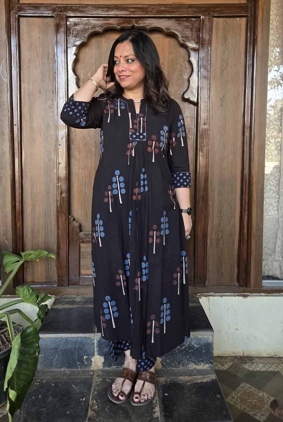 Ruhaani Black Ajrakh Exclusive Handcrafted Kurta (Only)