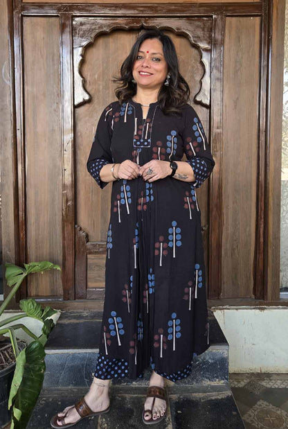 Ruhaani Black Ajrakh Exclusive Handcrafted Kurta (Only)