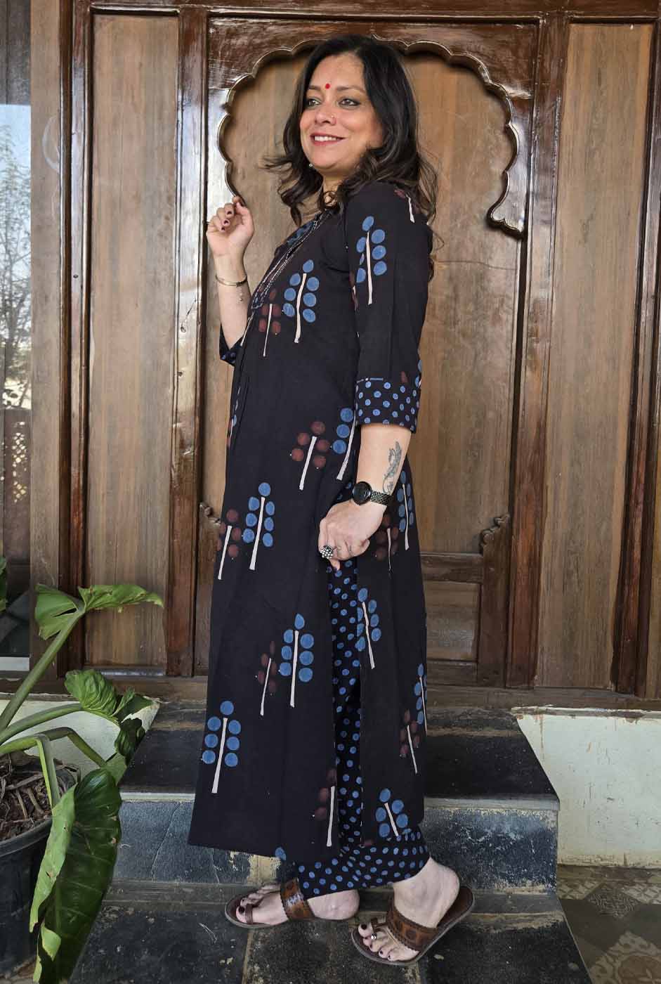 Ruhaani Black Ajrakh Exclusive Handcrafted Kurta (Only)