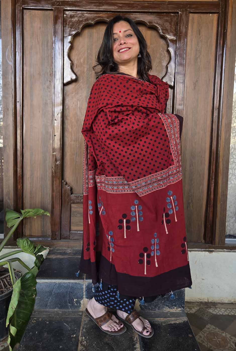 Ruhaani Black Ajrakh Exclusive Handcrafted Kurta (Only)