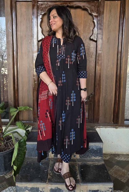 Ruhaani Black Ajrakh Exclusive Handcrafted Kurta (Only)