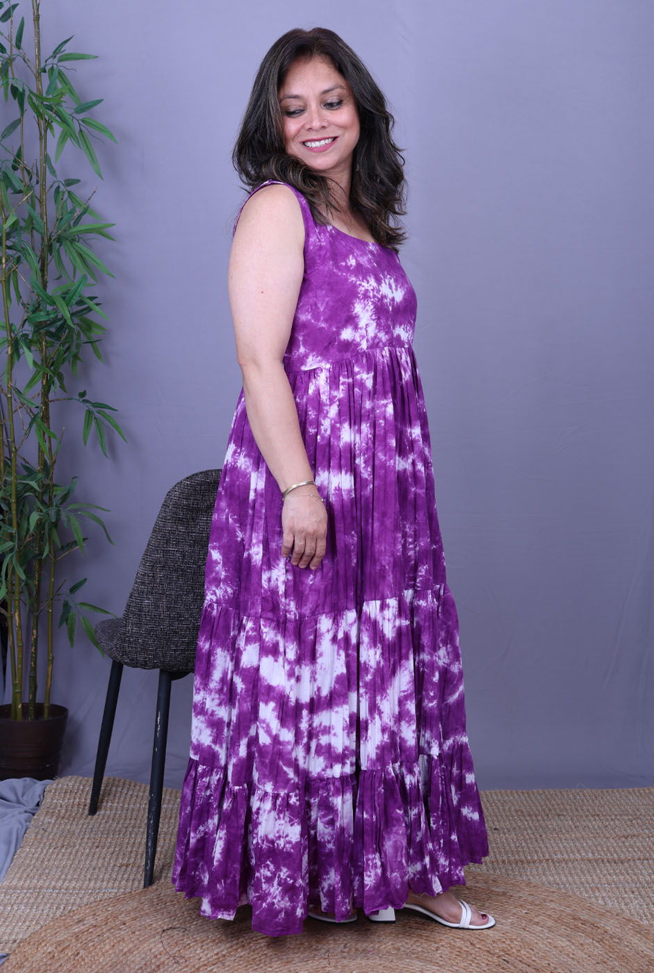 Aarohi – Purple Shibori Cotton Dress
