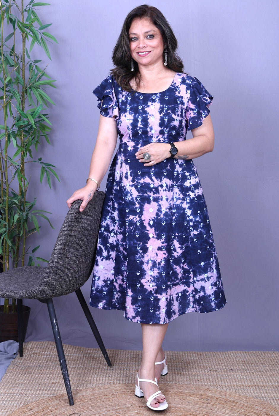 Elina – Cotton Shibori & Bandhani Dress B