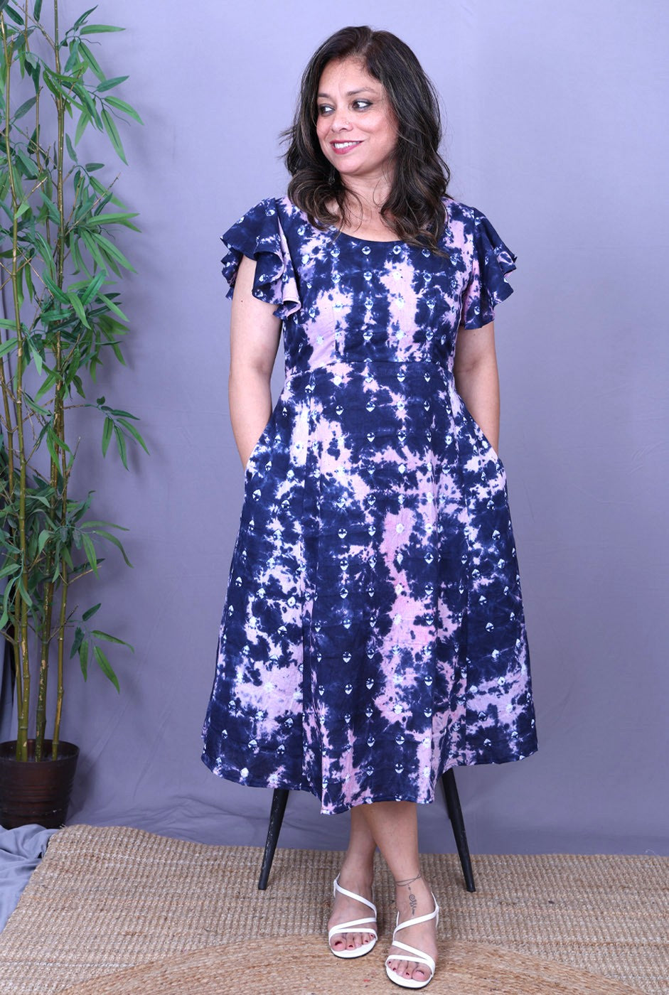 Elina – Cotton Shibori & Bandhani Dress B