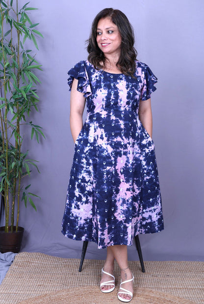 Elina – Cotton Shibori & Bandhani Dress B