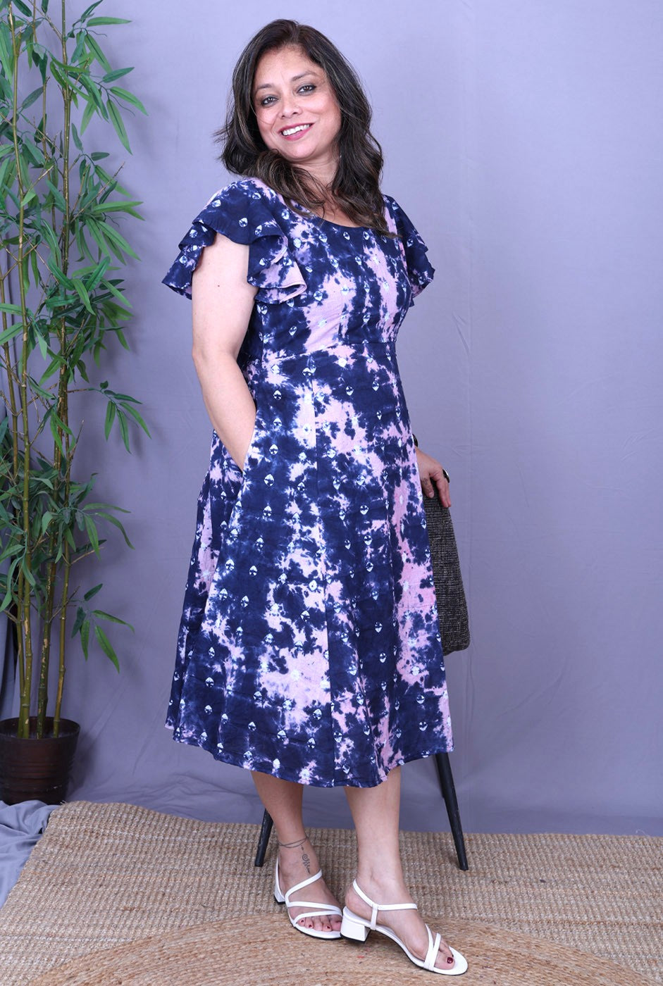 Elina – Cotton Shibori & Bandhani Dress B