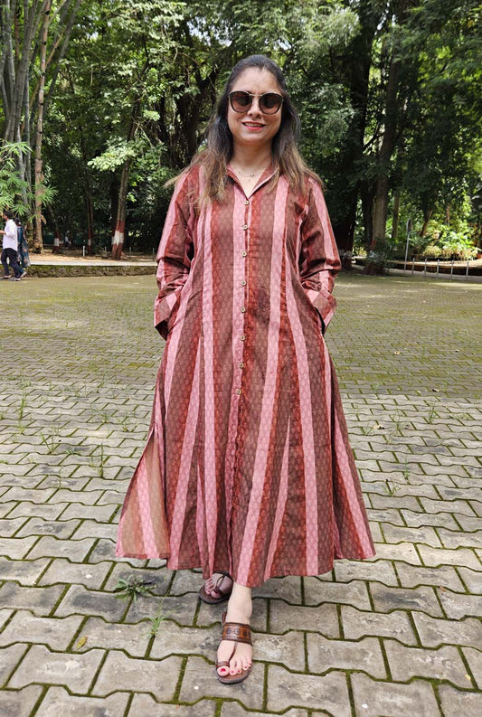 Handcrafted Dabu Print Shirt Dress in Cotton