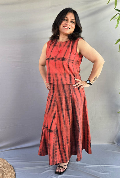 Raktika Cotton Shibori Skirt Co-Ord Set