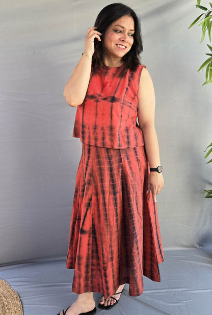 Raktika Cotton Shibori Skirt Co-Ord Set