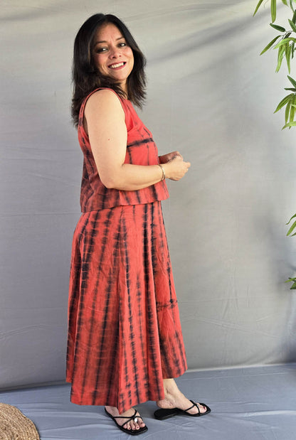 Raktika Cotton Shibori Skirt Co-Ord Set