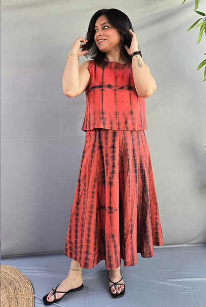 Raktika Cotton Shibori Skirt Co-Ord Set