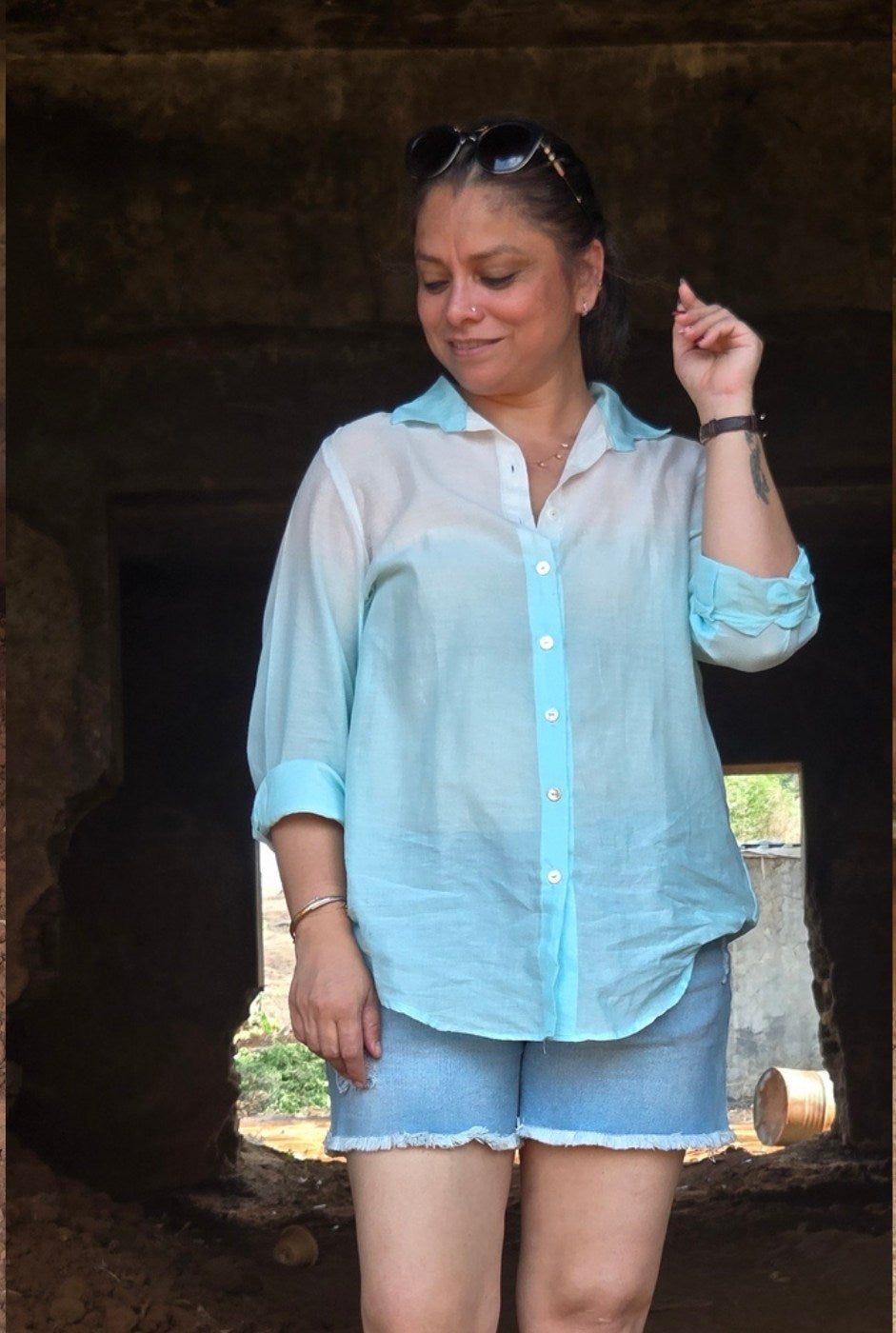 Rang Tarang – Blue Mul Cotton Shirt