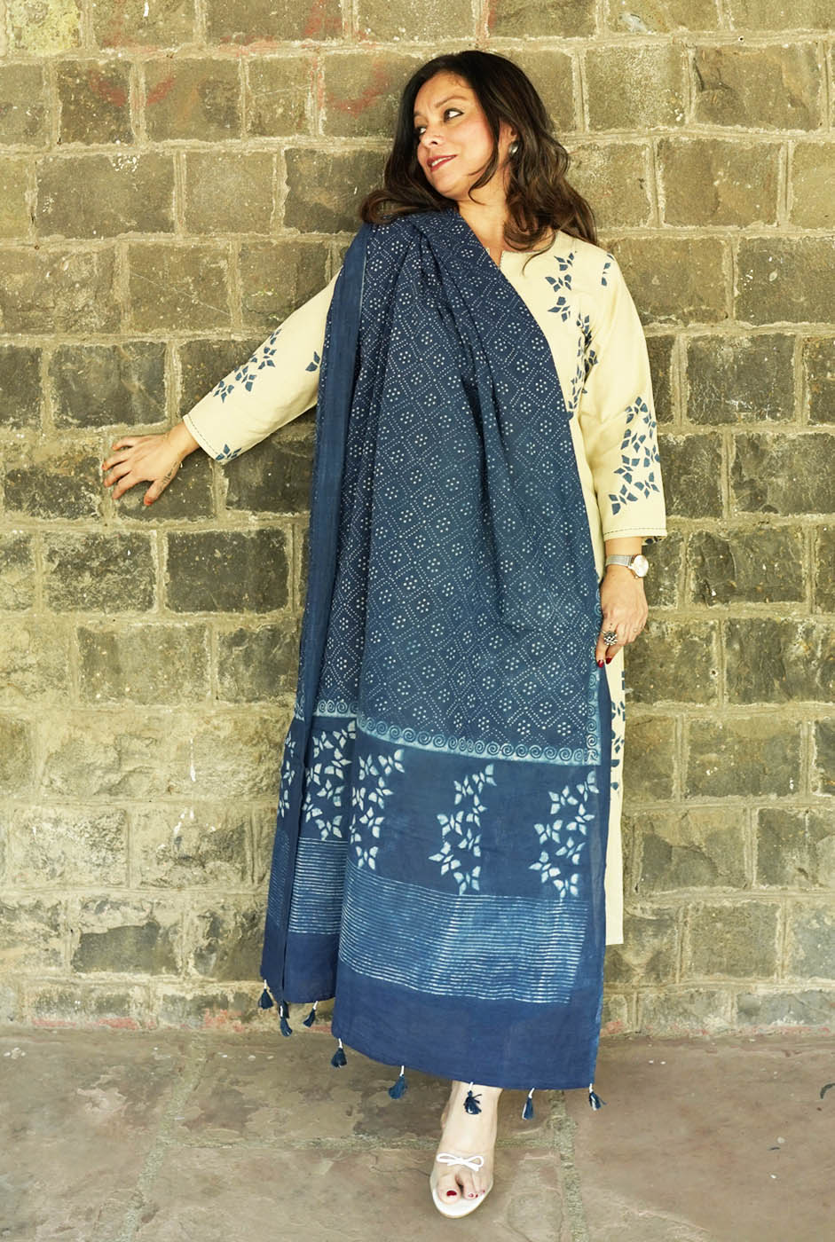 Indigo Ajrakh Dupatta