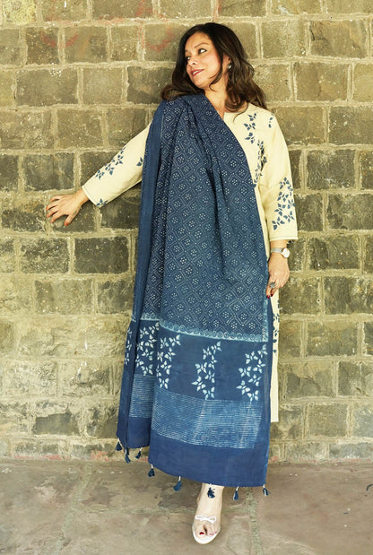 Indigo Ajrakh Dupatta