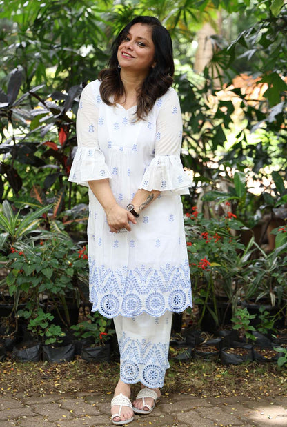 White Schiffli Co-ord Set – Made to Order