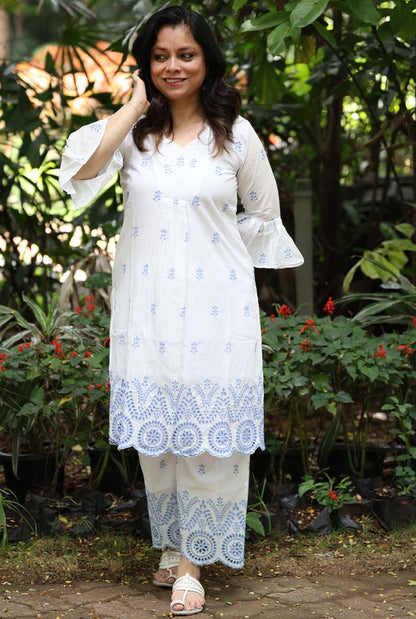 White Schiffli Co-ord Set – Made to Order
