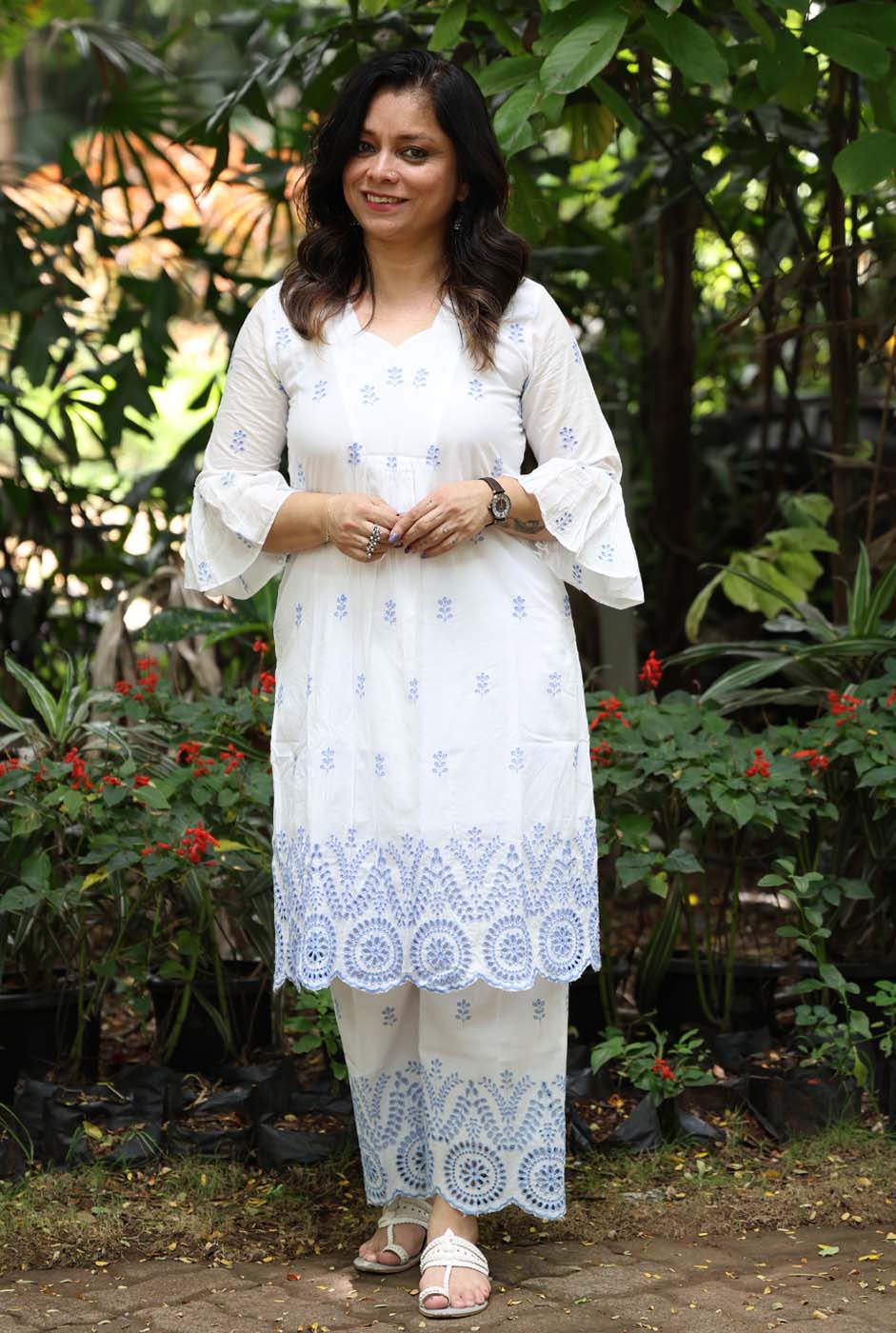 White Schiffli Co-ord Set – Made to Order
