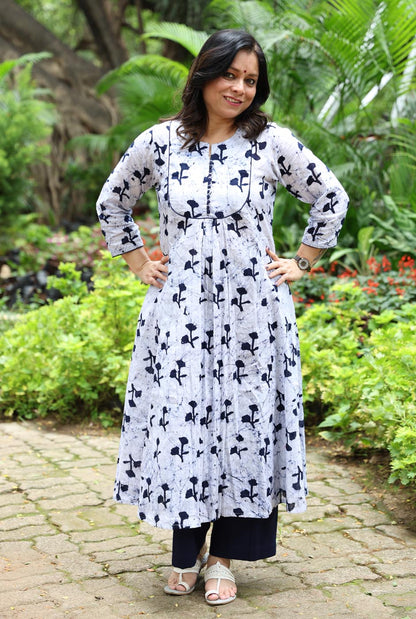 Elegant White Dobi Cotton Batik Kurta A