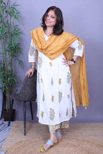 Mul Chanderi Dupatta – Mustard Lightweight Set of 1