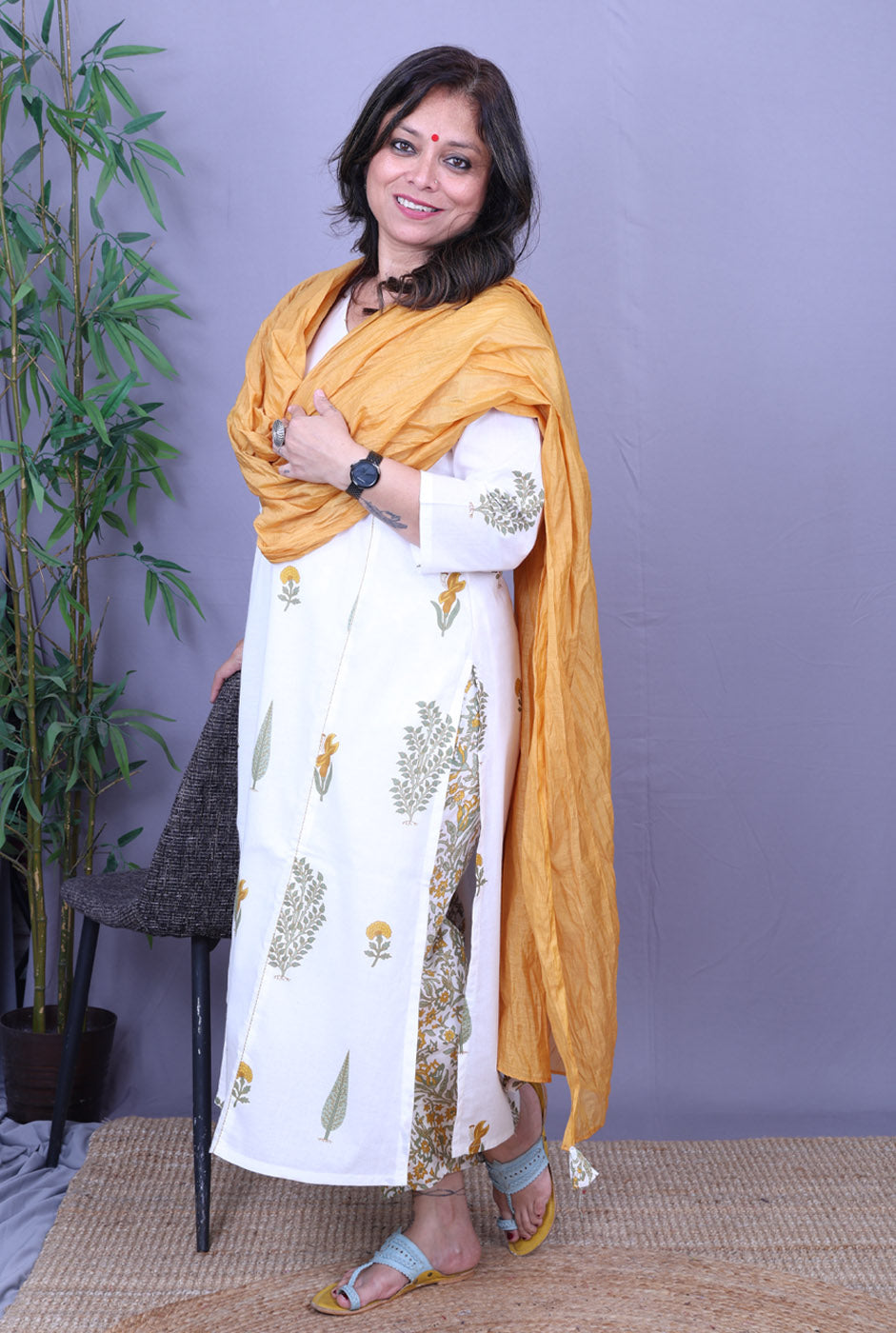 Mul Chanderi Dupatta – Mustard Lightweight Set of 1