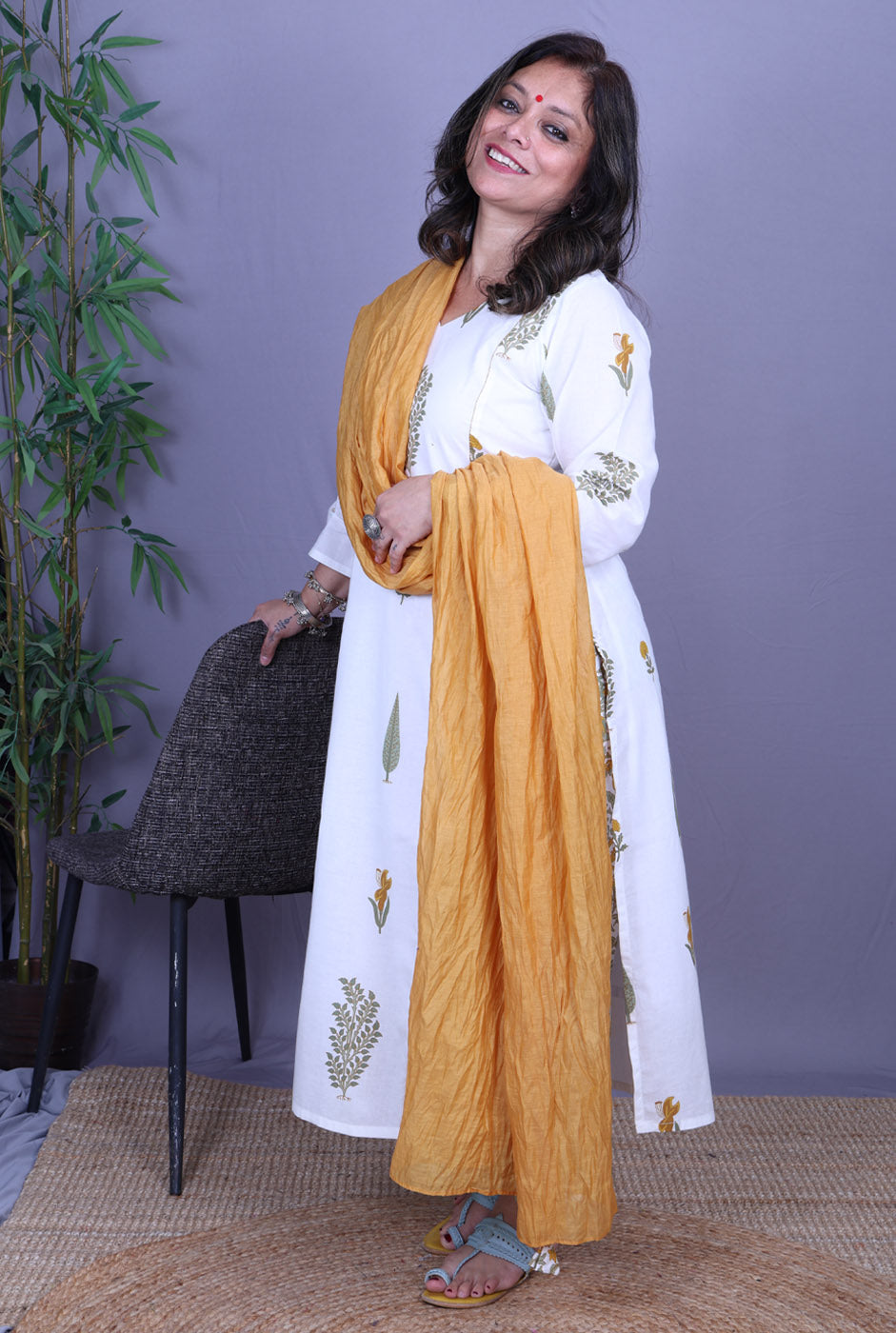 Mul Chanderi Dupatta – Mustard Lightweight Set of 1