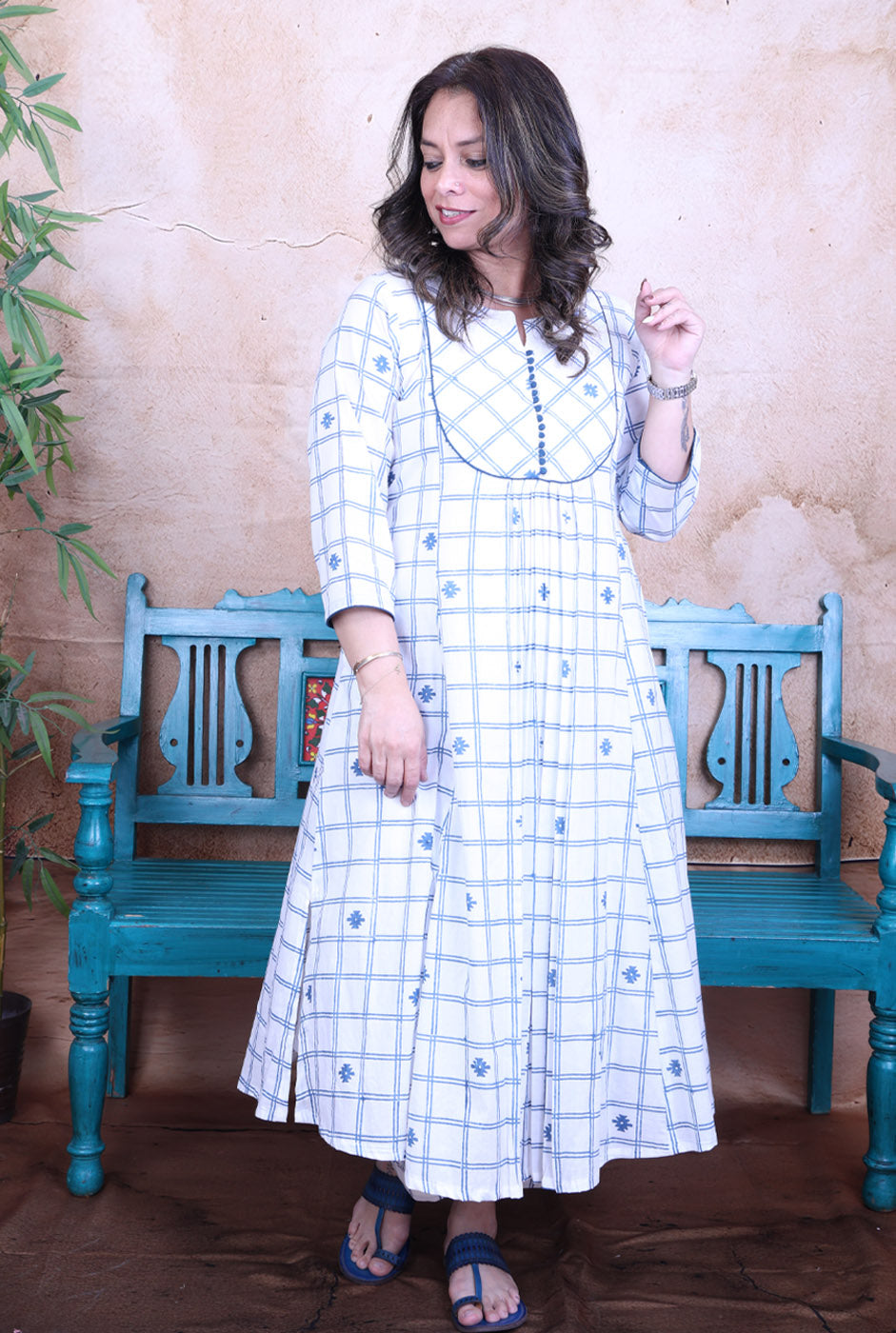 Aarohi White Dabu Cotton Kurta Pant Set of 2