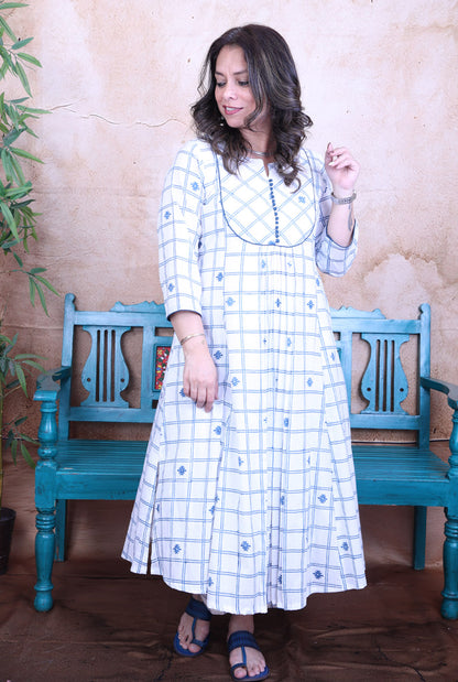 Aarohi White Dabu Cotton Kurta Pant Set of 2