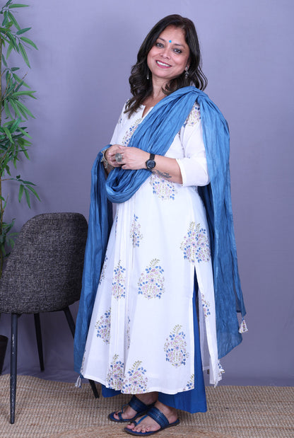 Maira – Handblock Cotton White Kurta Pant Set of 2
