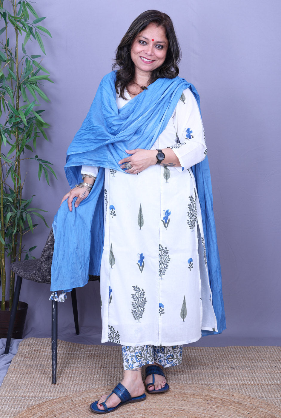 Mul Chanderi Dupatta – Blue Lightweight Set of 1