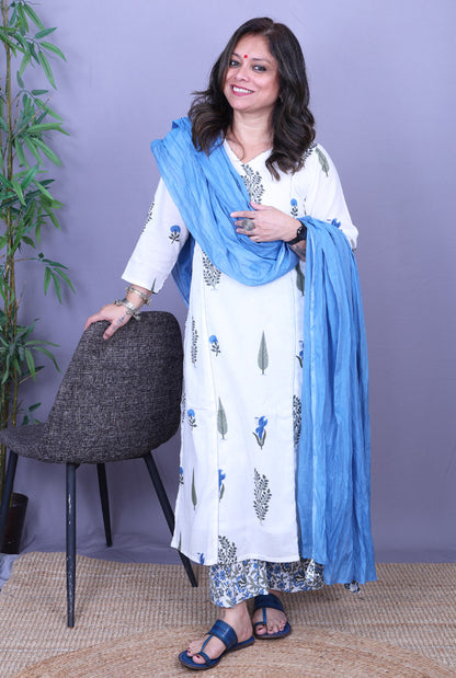 Mul Chanderi Dupatta – Blue Lightweight Set of 1