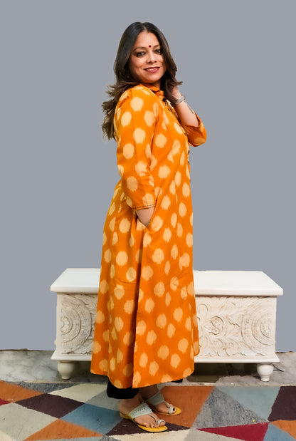 Mustard Exclusive Ikat Kurti