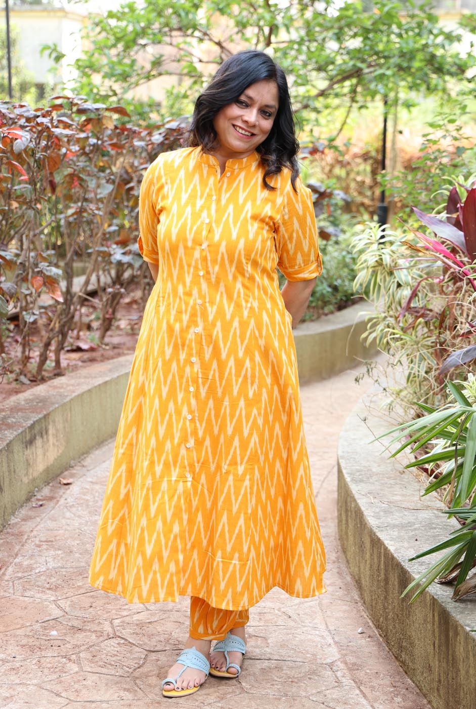 Stylish Yellow Ikat Co-ord Set (two piece set)