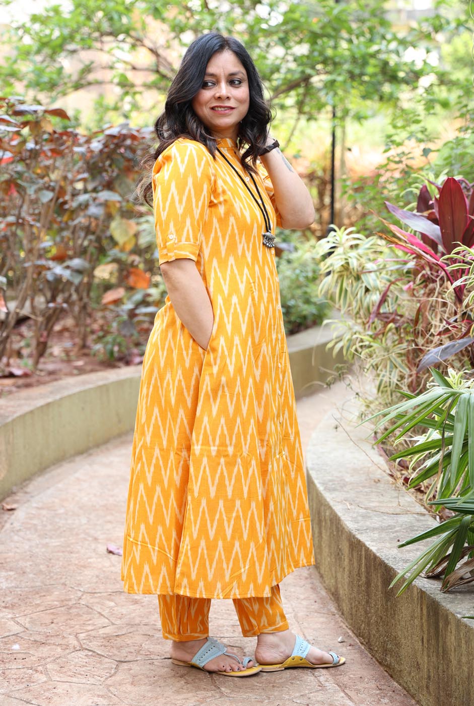 Stylish Yellow Ikat Co-ord Set (two piece set)
