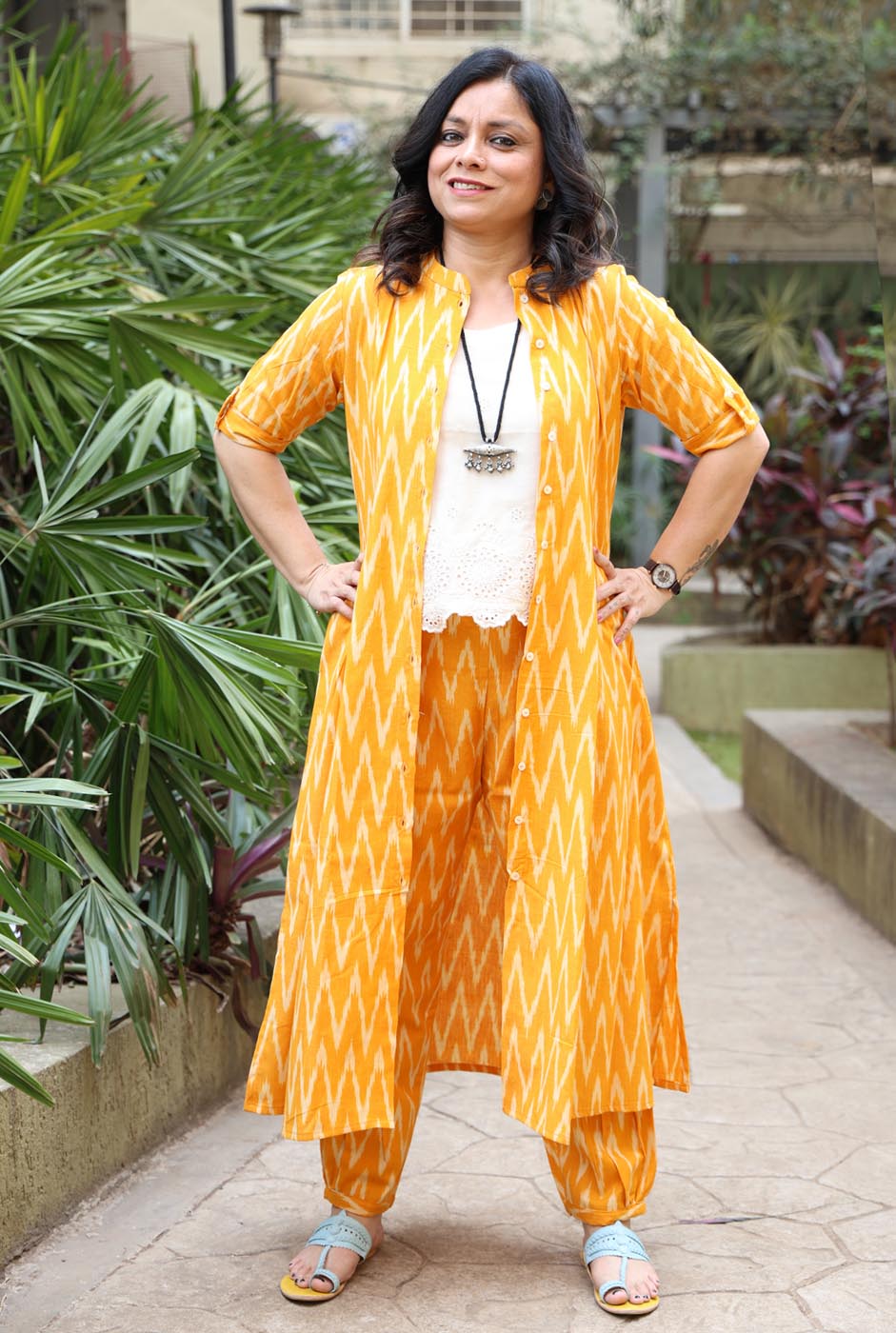 Stylish Yellow Ikat Co-ord Set (two piece set)