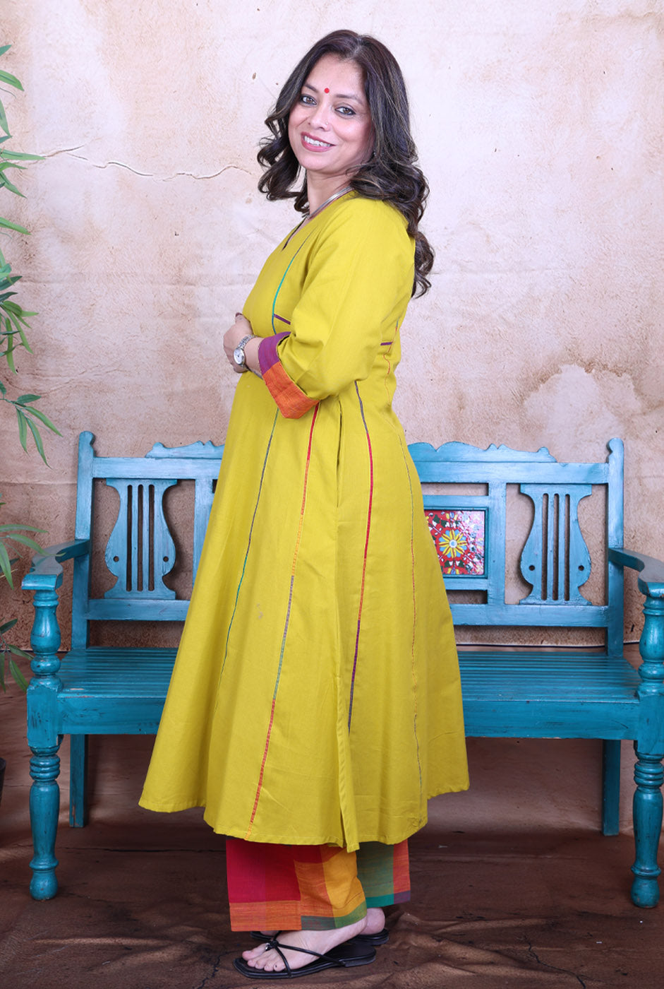 Kesar Yellow Ochre Handloom Cotton Kalidar Kurta