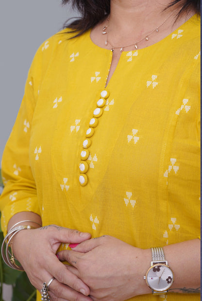 Nazakat Yellow South Cotton Kalidar Co-Ord Set