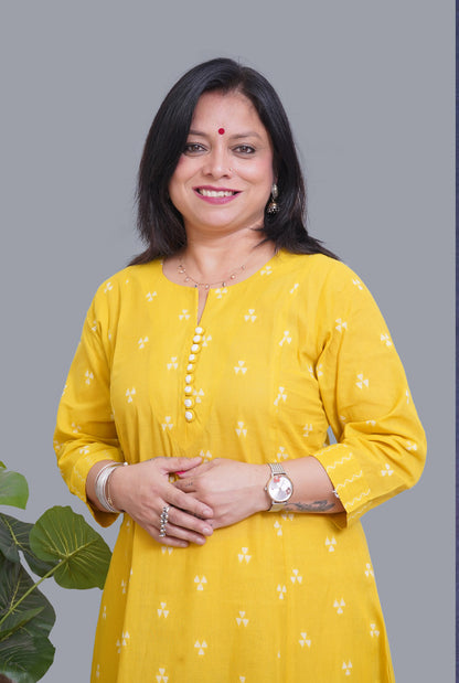 Nazakat Yellow South Cotton Kalidar Co-Ord Set