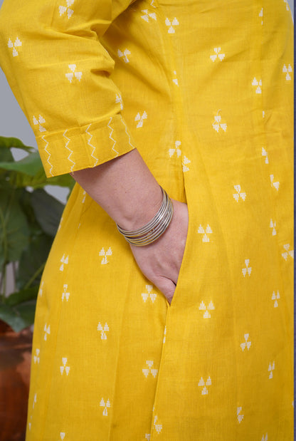 Nazakat Yellow South Cotton Kalidar Co-Ord Set