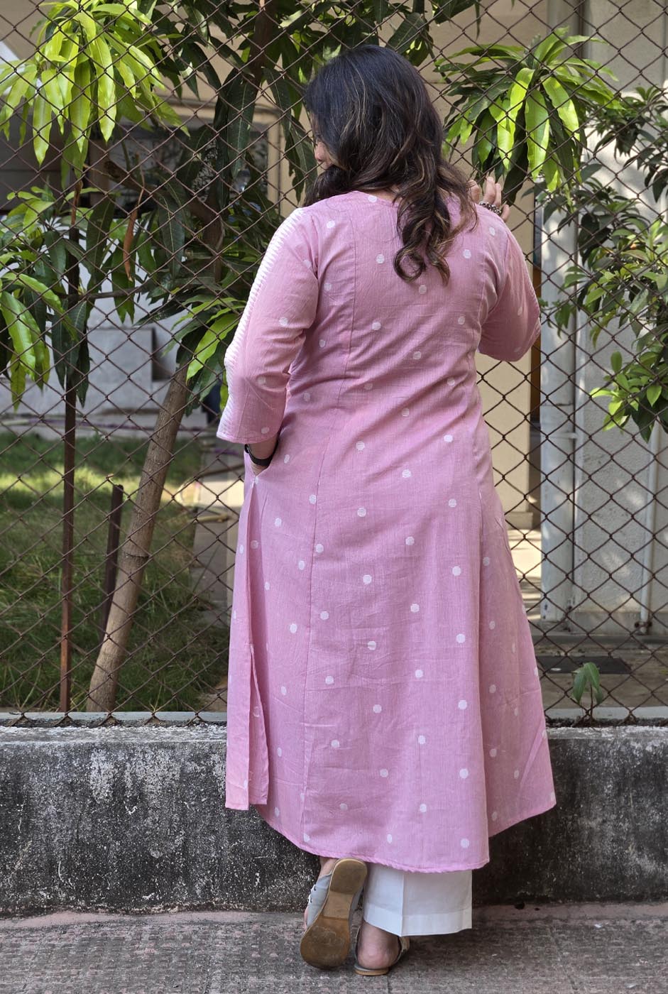 Nazakat Pink Handloom Cotton Kurta