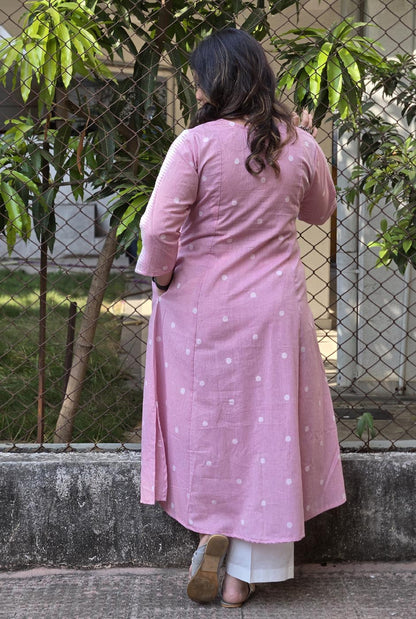 Nazakat Pink Handloom Cotton Kurta