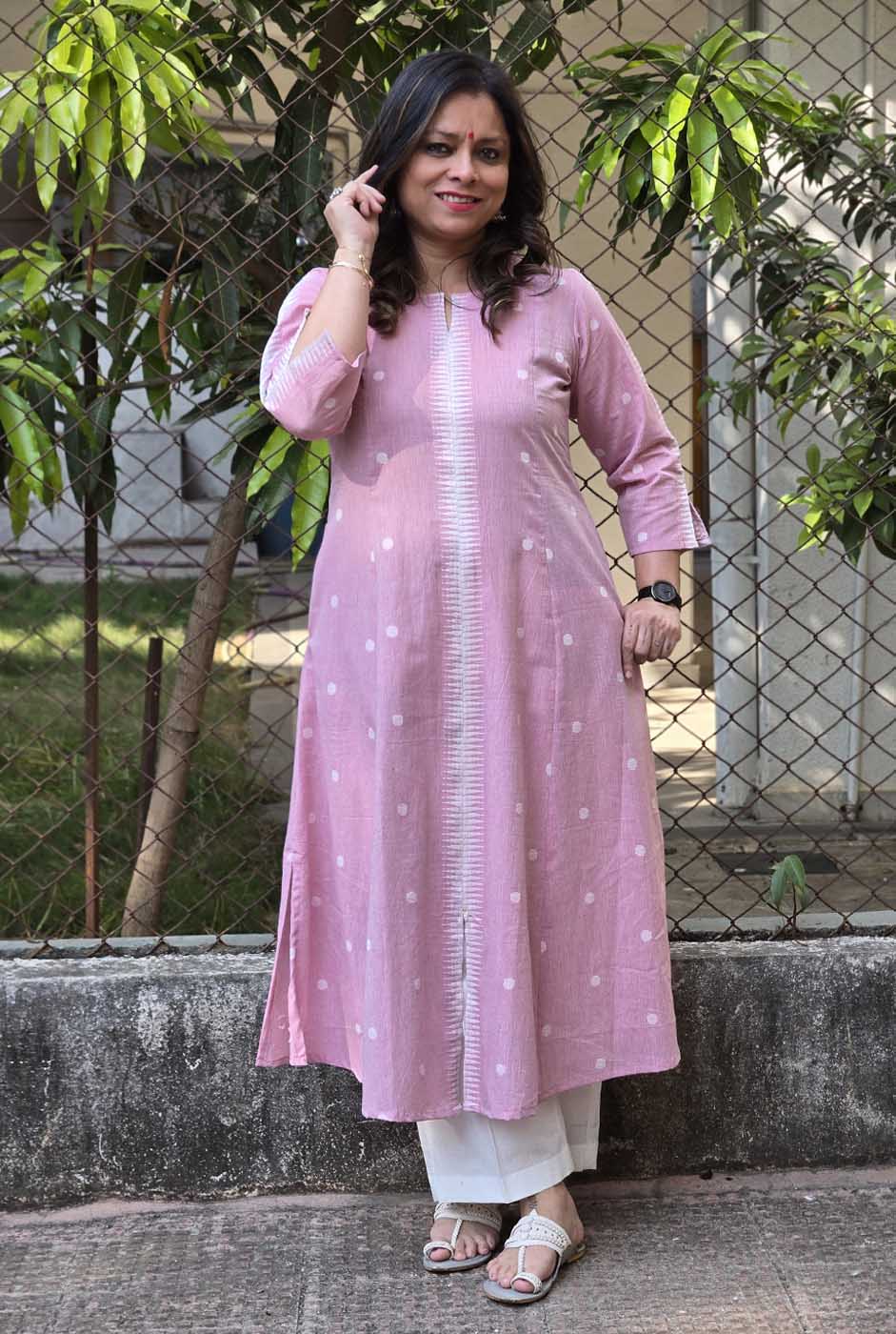 Nazakat Pink Handloom Cotton Kurta