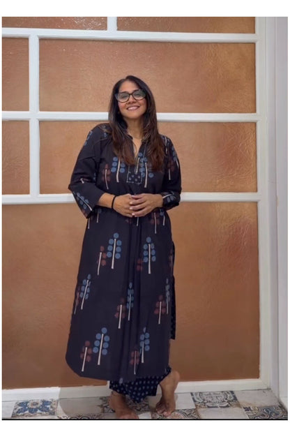 Ruhaani Black Ajrakh Exclusive Handcrafted Kurta (Only)