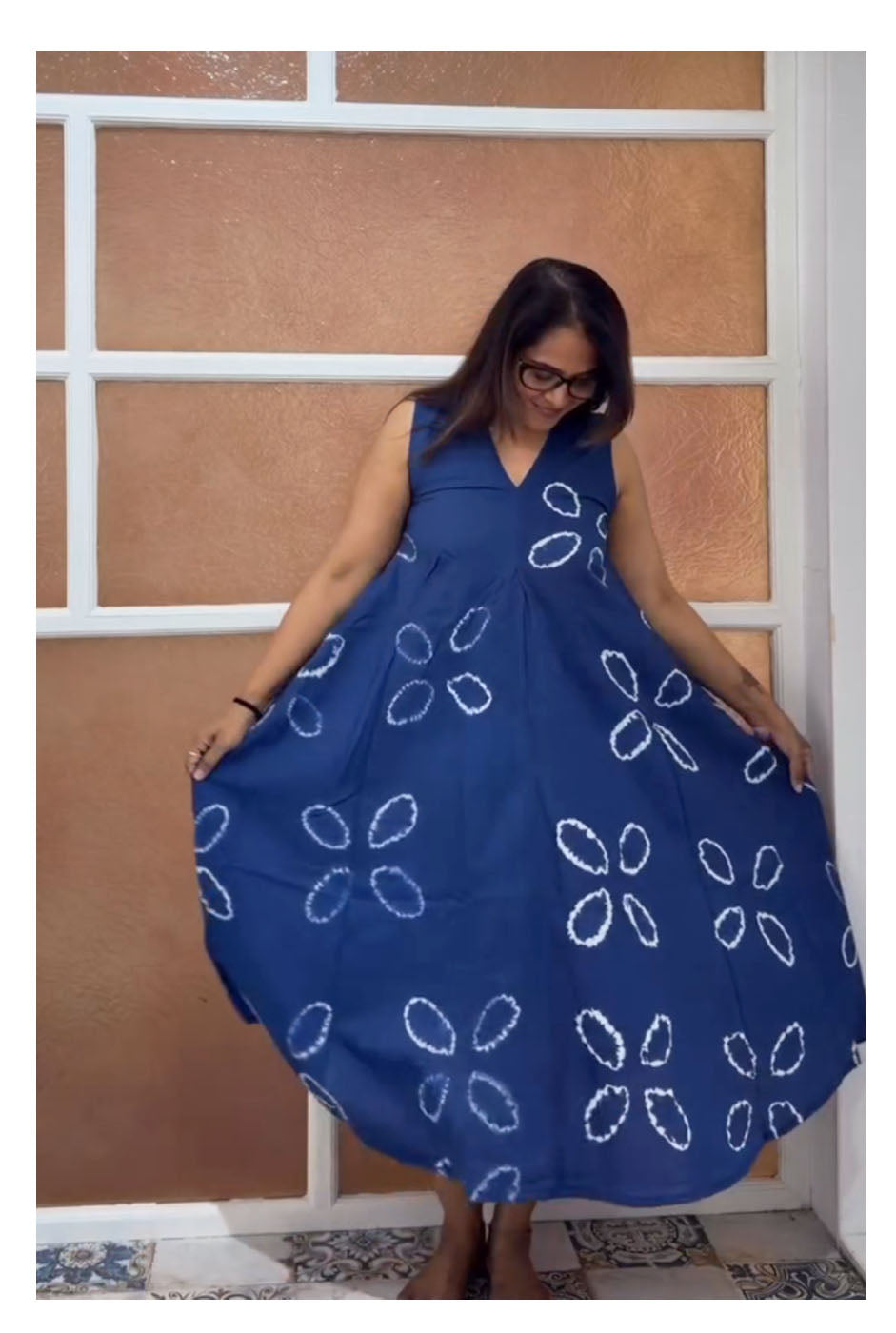Blue Shibori Dress (Sleeves On request)