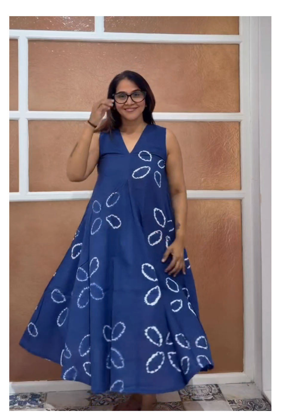 Blue Shibori Dress (Sleeves On request)