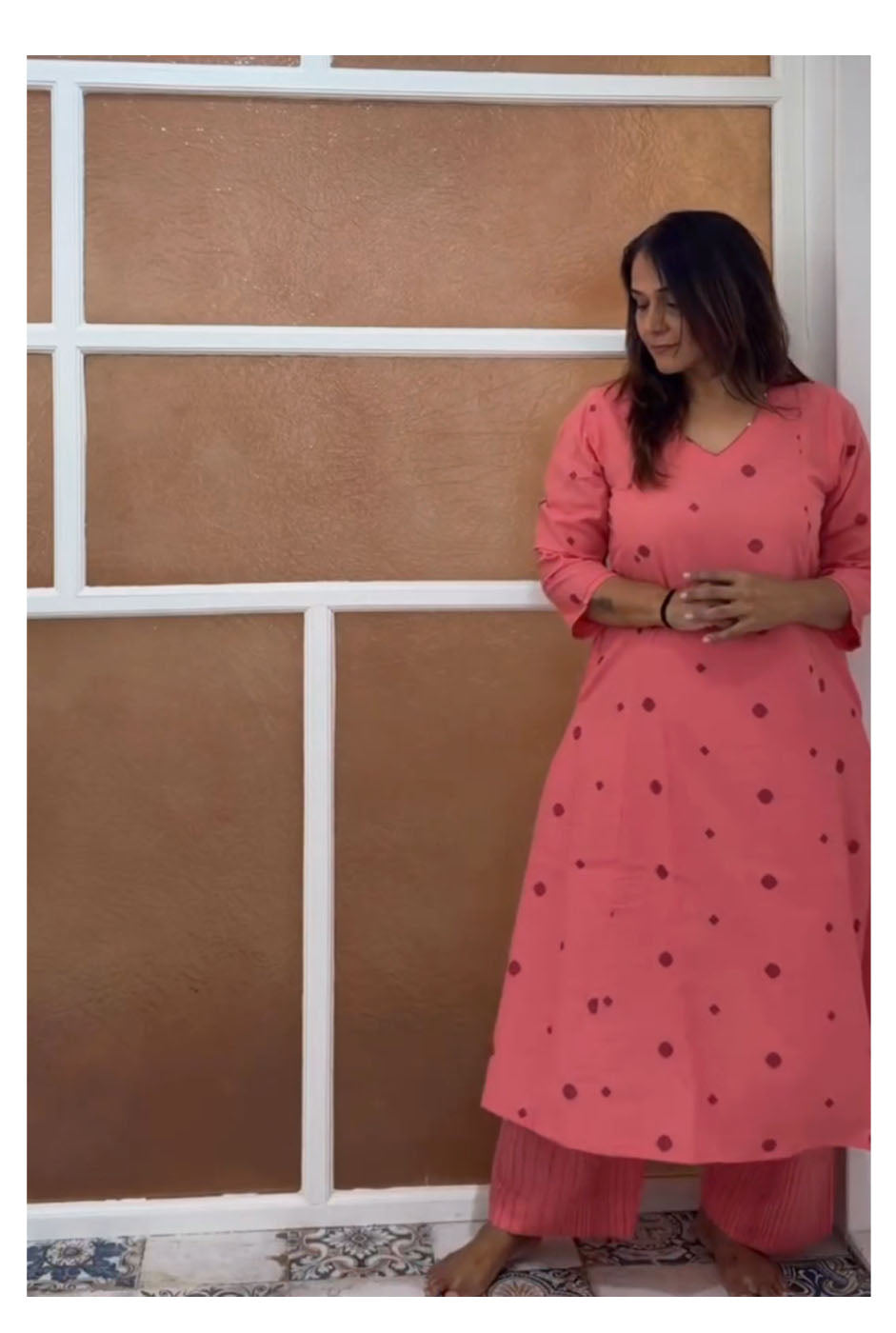 Nazakat peach Handloom Cotton Co-Ord Set