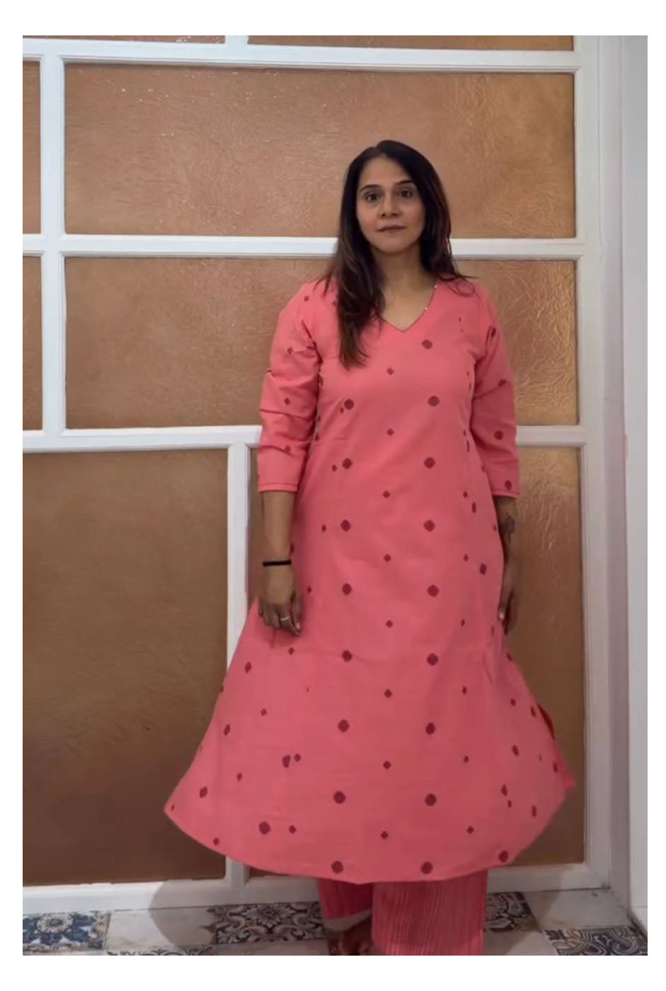 Nazakat peach Handloom Cotton Co-Ord Set