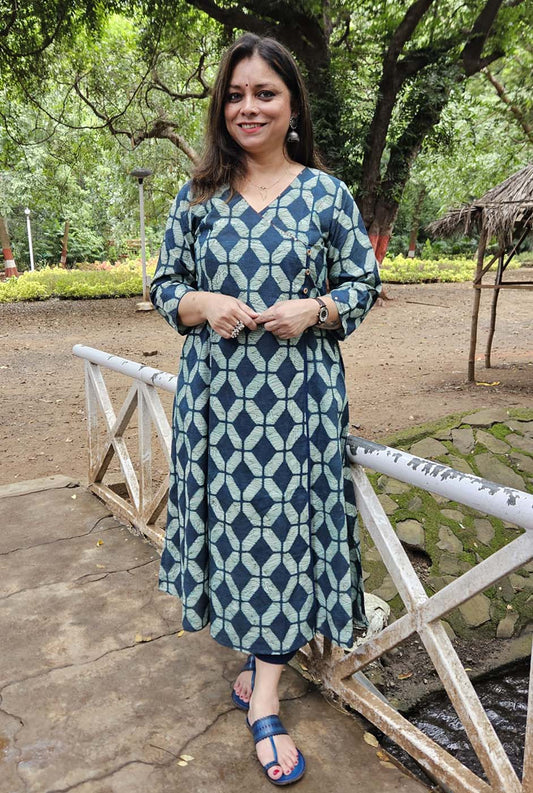 handblock noor Angrakha Kurta